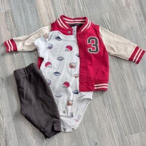 4/25$ 🏉 Carter's Red and Gray Varsity One Piece Set